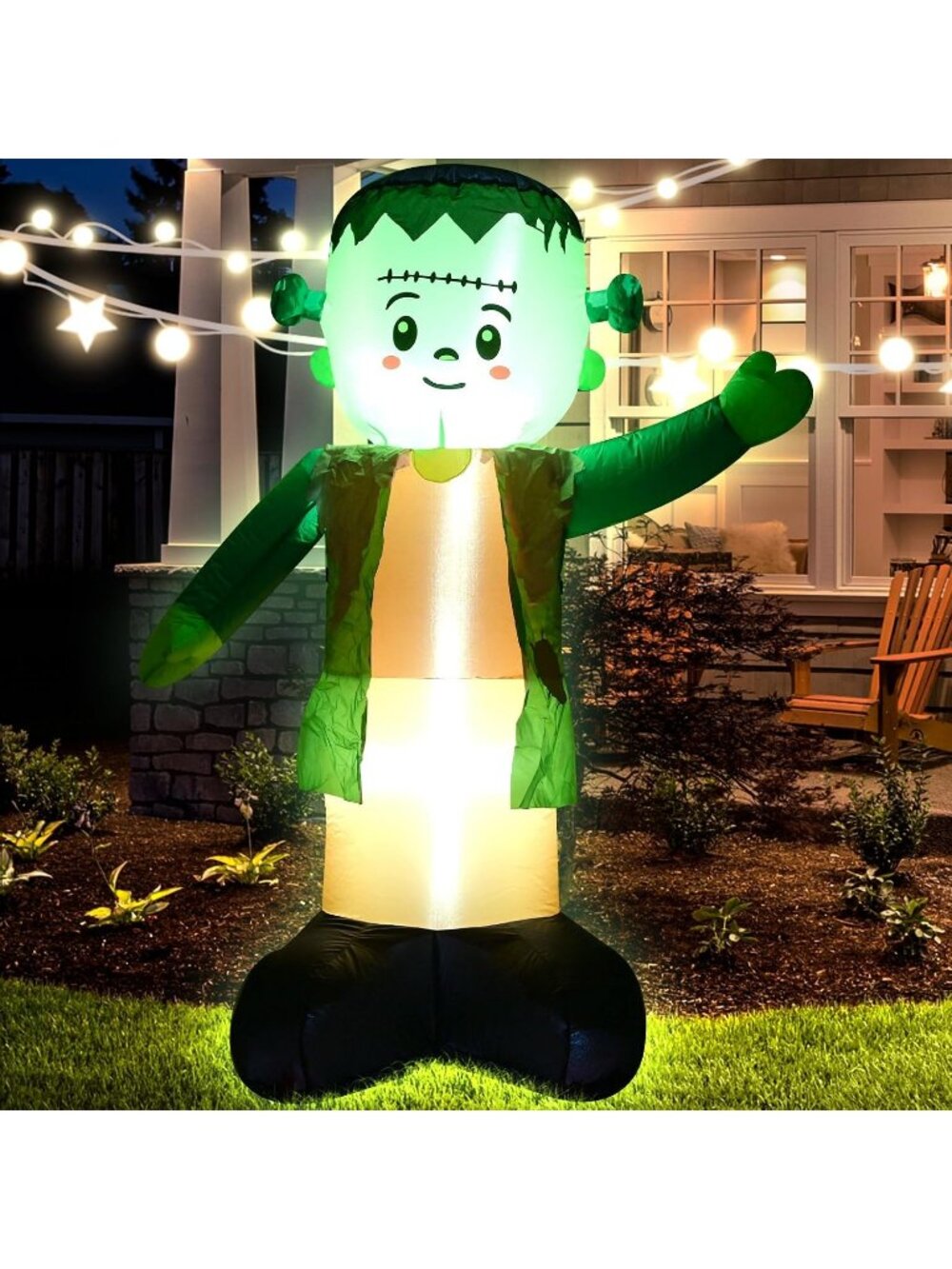 🎃4FT Halloween Inflatable Green Ghost LED Lights Blow Up Outdoor Decoration